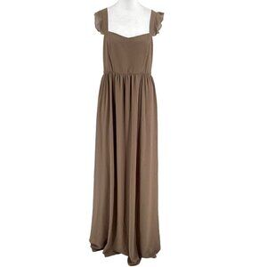 Show Me Your Mumu June Maxi Dress Chiffon Neutral Dune Brown Bridesmaid sz XL
